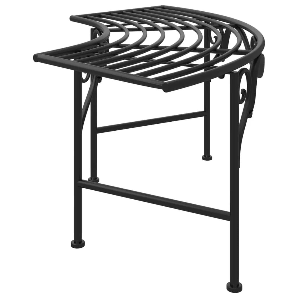 Panca da giardino mobili da esterno per patio terrazza cornice per alberi 113 cm acciaio nero 02_0011844