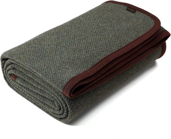 Deken in Merinowol - deken in merino wol per camping - 160 x 200 cm - oliva
