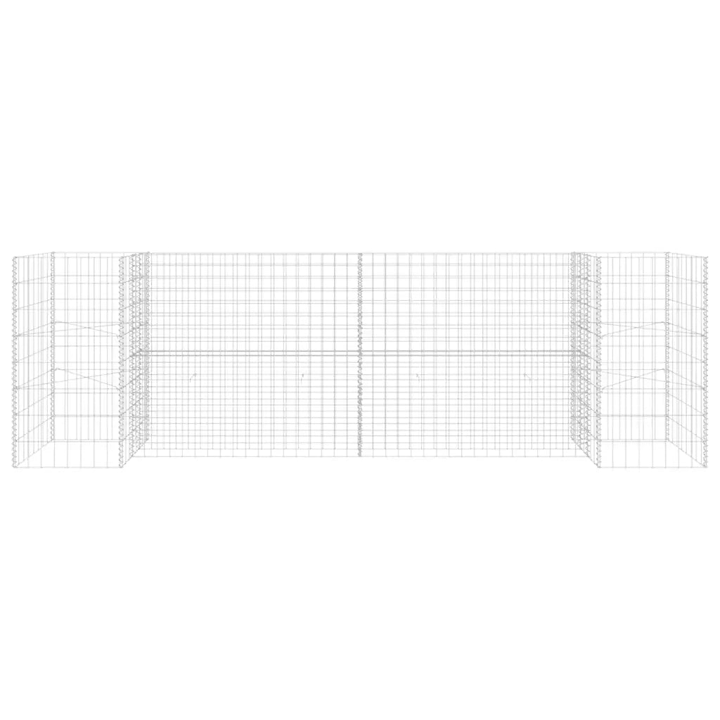 Gabbione Fioriera ad "H" in Filo di Acciaio-Vaso Gabbione in Acciaio 260x40x80 cm