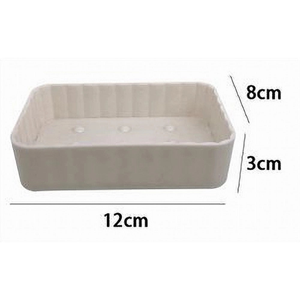 Trade Shop - Portasapone Saponetta Da Bagno Rettangolare Bianco Rigato Accessori Arredo 79164 -