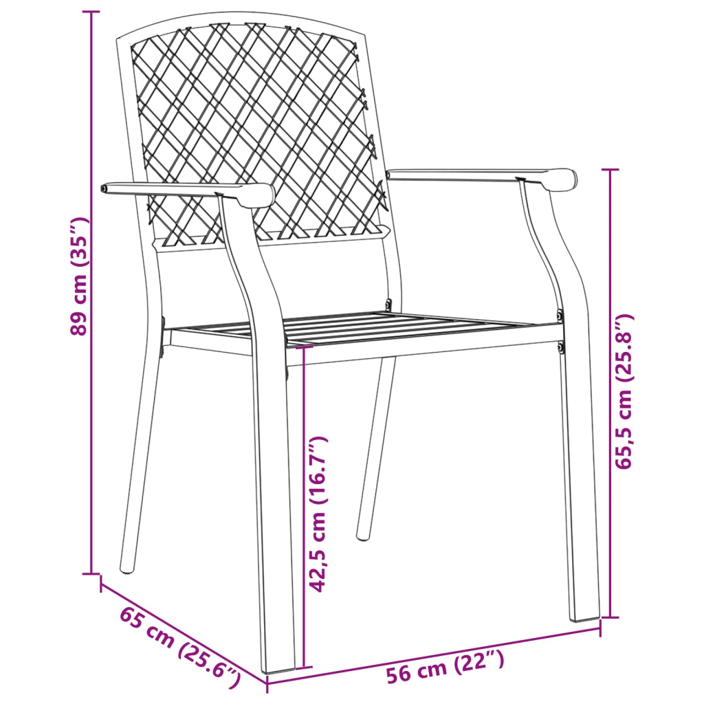 Set da Pranzo da Giardino 3 Pezzi Acciaio Anthracite