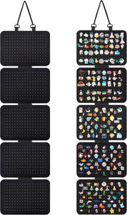 Pannello di organizzazione per display con 5 componenti flessibili, display panel emaille con pin reversibili, astuccio per collezione di badge con almeno 120 pezzi (senza pin) (nero, rettangolare)
