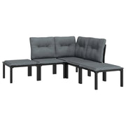 Set di mobili da giardino mobili da esterno set da 5 pezzi resina intrecciata nera e grigia 02_0016612