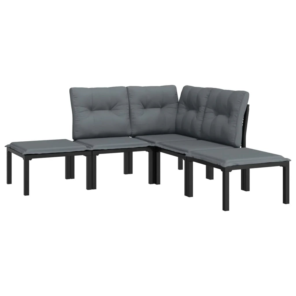 Set di mobili da giardino mobili da esterno set da 5 pezzi resina intrecciata nera e grigia 02_0016612