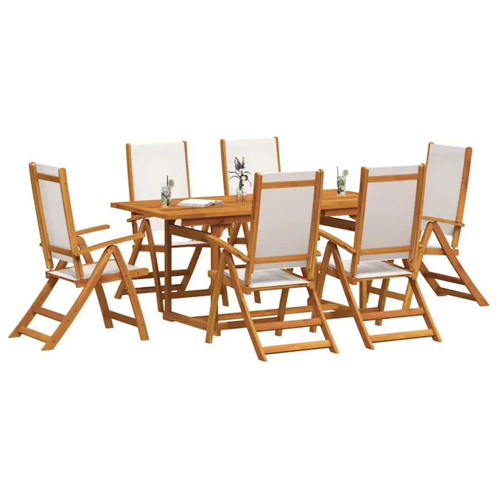 Set Pranzo da Giardino 7pz Legno Massello di Acacia e Textilene 3279297