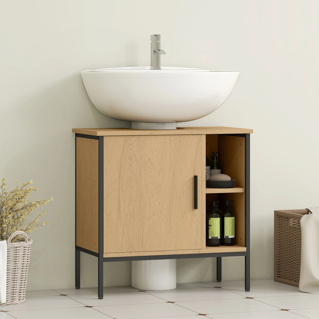 Mobiletto Sottolavabo con Anta e Ripiano Ajustabile ¨C Zephmum ¨C 60x30x59,5 cm Robe Bianco