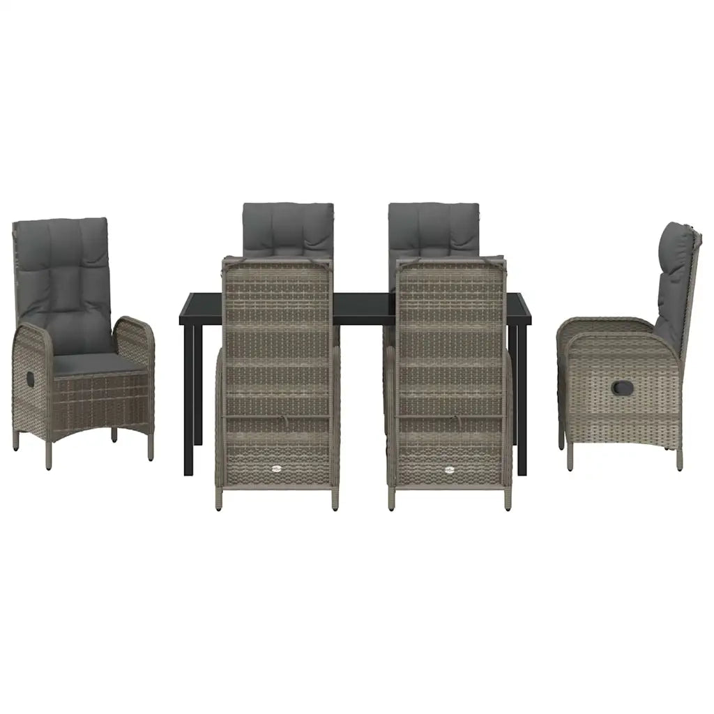 Set da Pranzo per Giardino con cuscino 7 pcs Grigio polyrattan 3380131