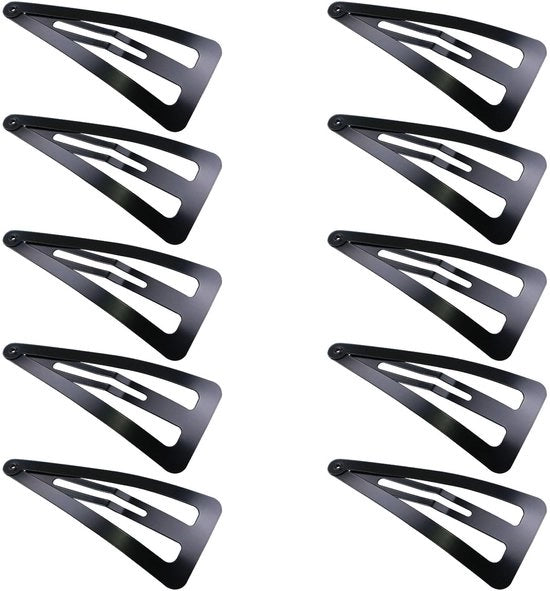 Haarclips antislip, neri, 10 pezzi, 6,7 cm, adatti a tutti i tipi di capelli (trapezoidale)