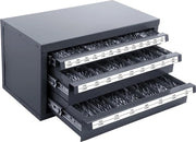 Cassettiere grigia con 3 ante - Cassetto con fori - Cassettiere con fori