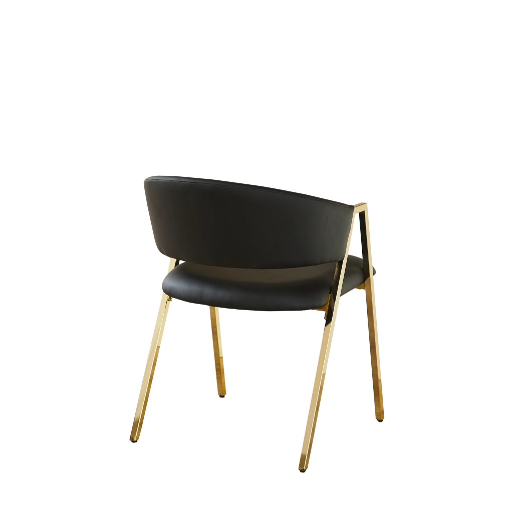 Set 2 Sedie da Pranzo in Ecopelle Nera ¨C MINIMAL ¨C Struttura Metallo Oro, Schienale, Design Moderno