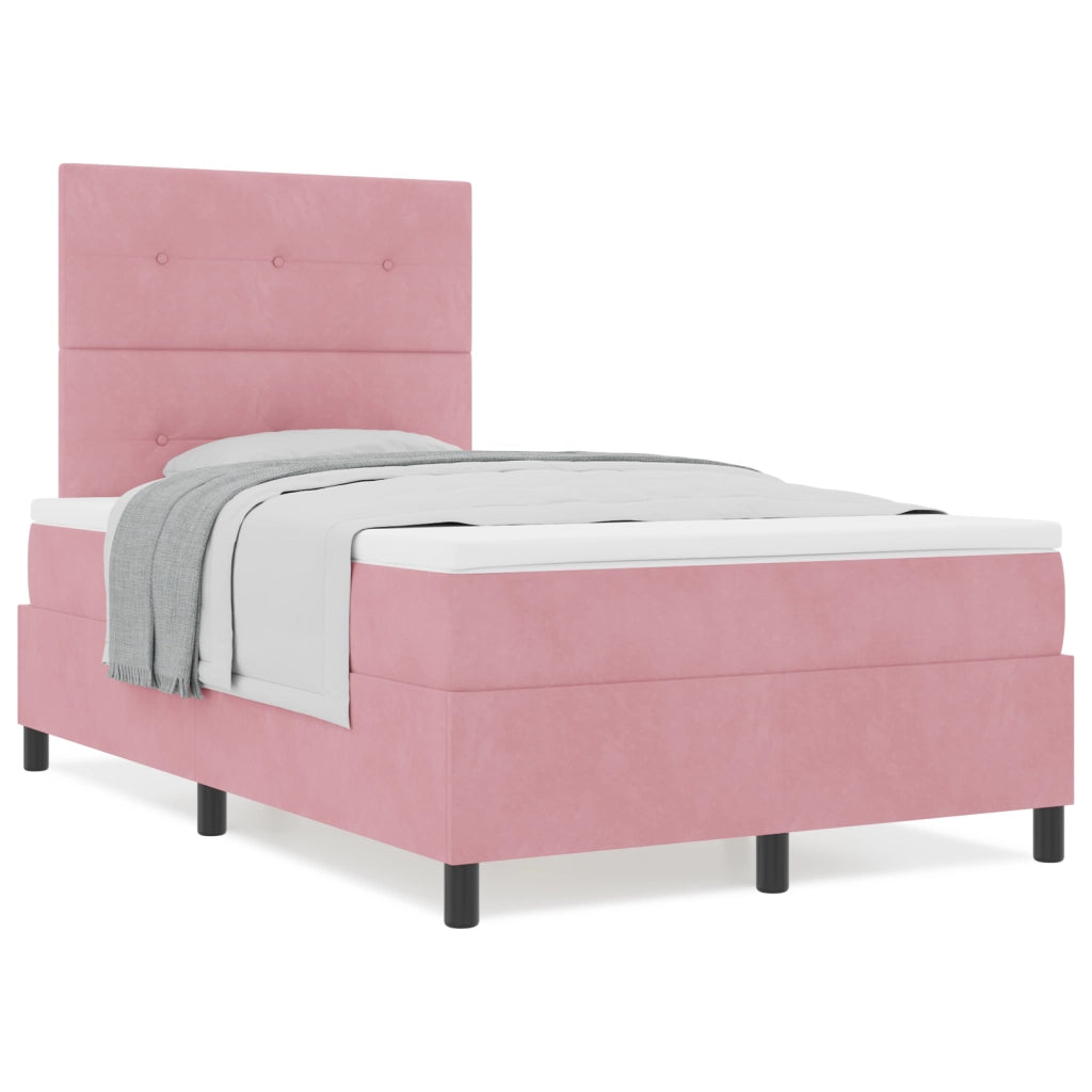 Letto a molle con materasso  Rosa 120x200 cm Velluto