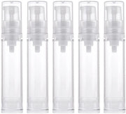 Set di 5 flaconi aerei in plastica - 10ml ciascuno - riutilizzabili - senza aria - inox - senza contaminanti - riduzione rifiuti - flaconi per cosmetici