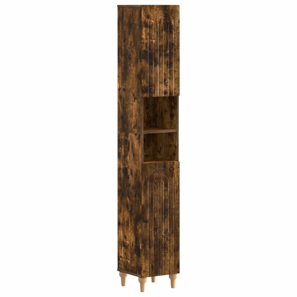 Armadio da Bagno con Ripiano Aperto ALKMAAR Rovere Fumo 896160