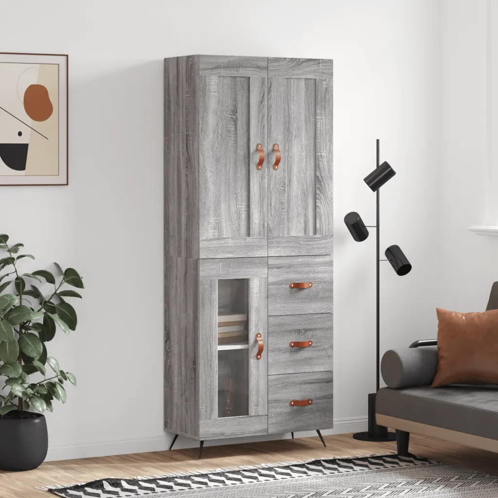 Credenza Grigio Sonoma 69,5x34x180 cm in Legno Multistratocod mxl 77835