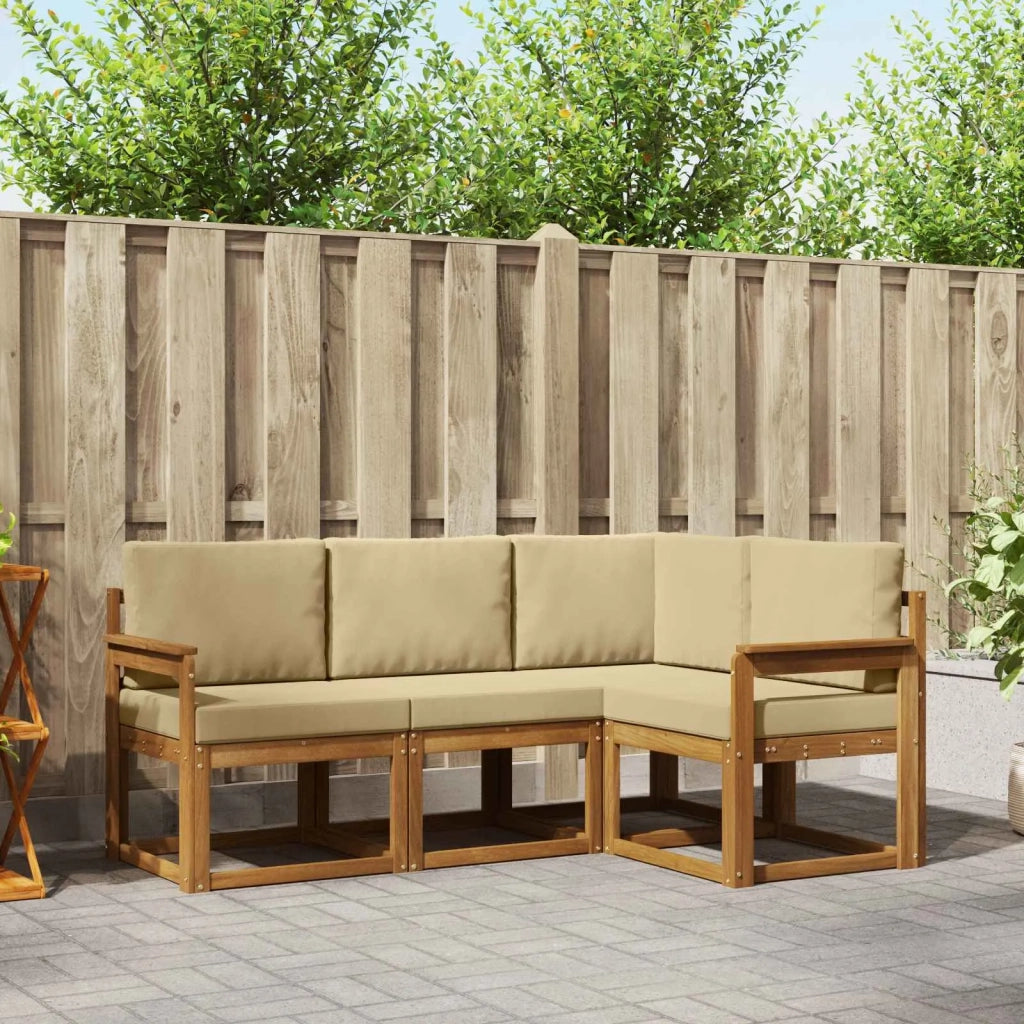 Set di divani da esterno con cuscino 4 pcs Naturale e Beige 3366316