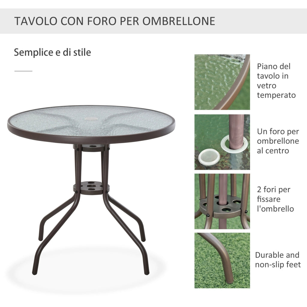 Set Giardino 6 Pezzi in Acciaio con Ombrellone ¨C zephmum ¨C Crema