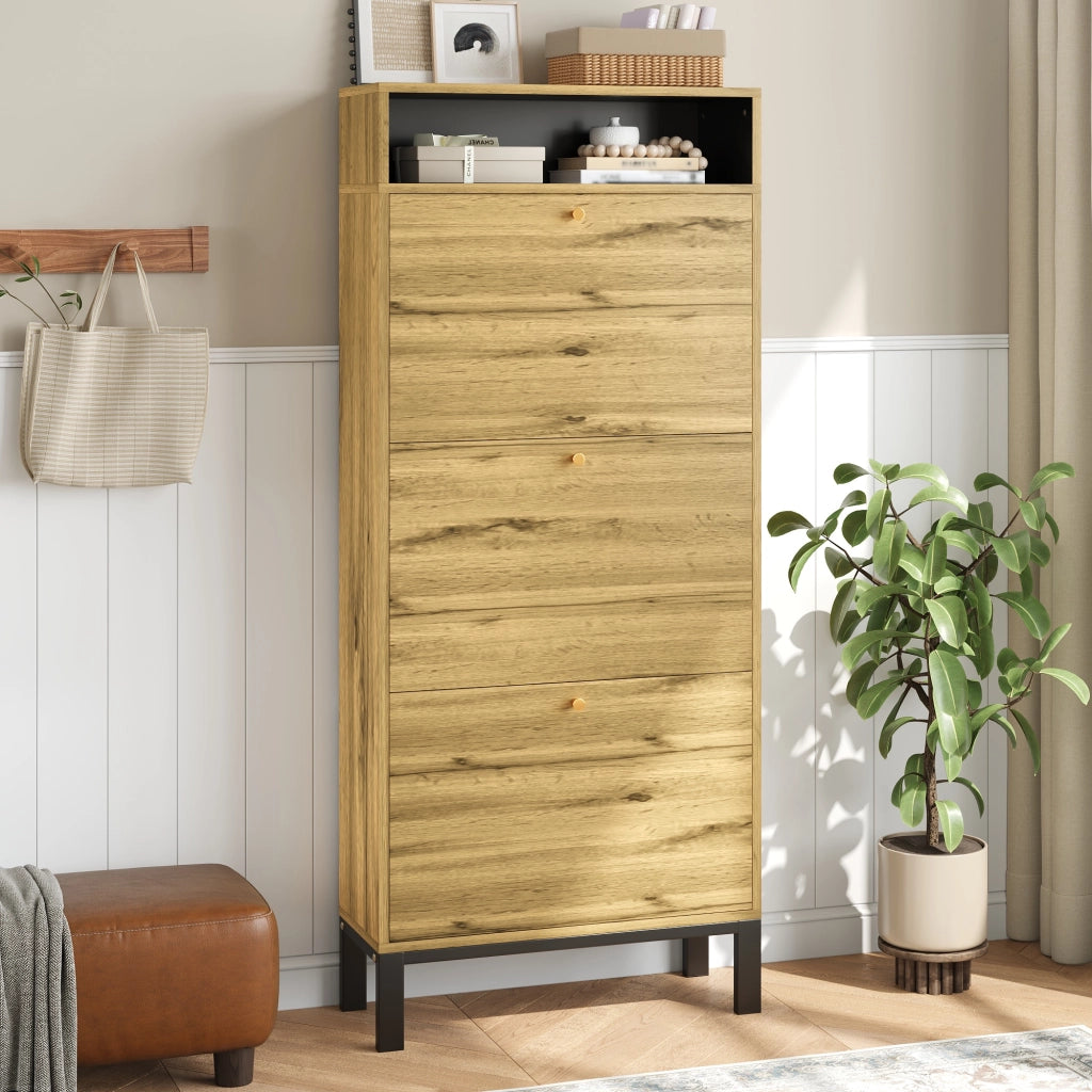Scarpiera Alta e Slim con Ante e Ripiani ¨C Xylo ¨C Bianco, 147 cm