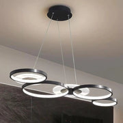 Trade Shop - Lampadario A Sospensione Led Nero 65w 6 Anelli Luminosi Moderno Con Telecomando 71415 -
