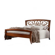 Letto arte povera traforato in legno tinta noce 184x210x120 - Mobili 2G
