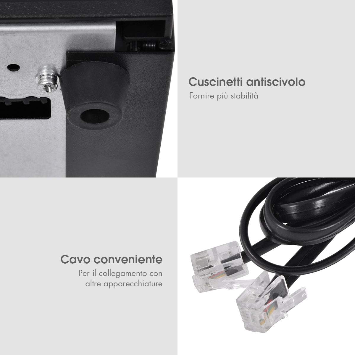 Cassetto Portasoldi, Cassetto Porta contanti, Cassetto per Registratore di Cassa, 5 scomparti per Monete e 5 scomparti per Banconote, 40,5x42x10cm