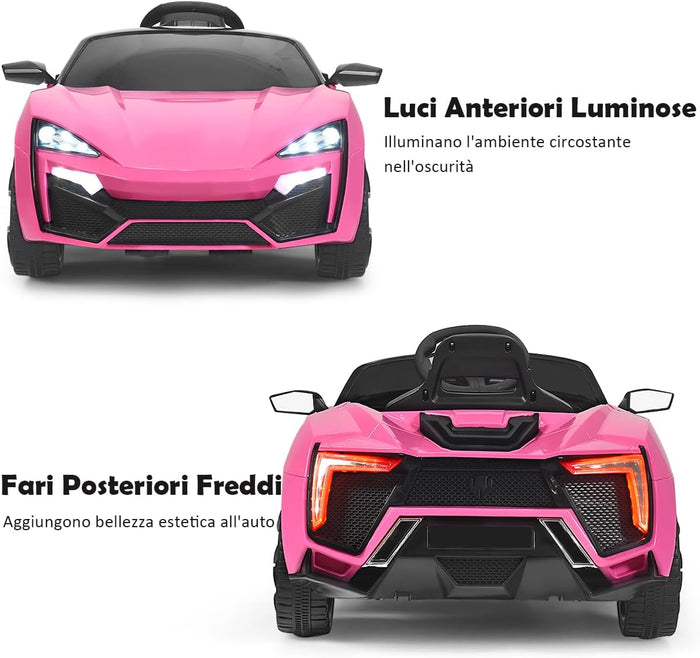 12V Macchina Elettrica per Bambini, Veicolo Elettrico per Bambini con Telecomando e Molla Ammortizzante, Funzione Avvio Dolce, Velocità 3-5 km/h