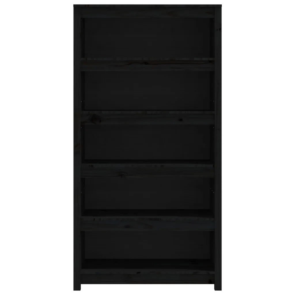 Libreria Nera 80x35x154 cm in Legno Massello di Pino 821693