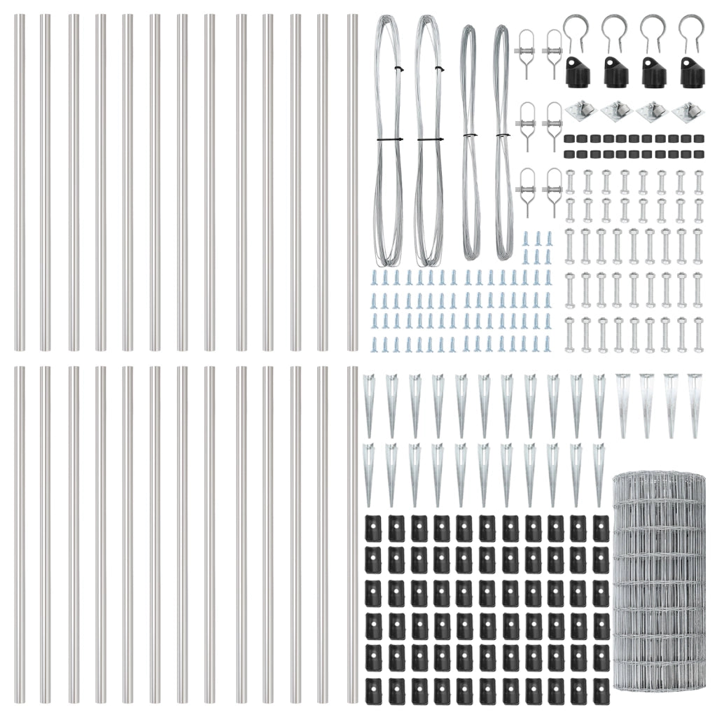 Recinzione Euro con 13 Picchetti 0.6x50 m in Acciaio Galvanizzato