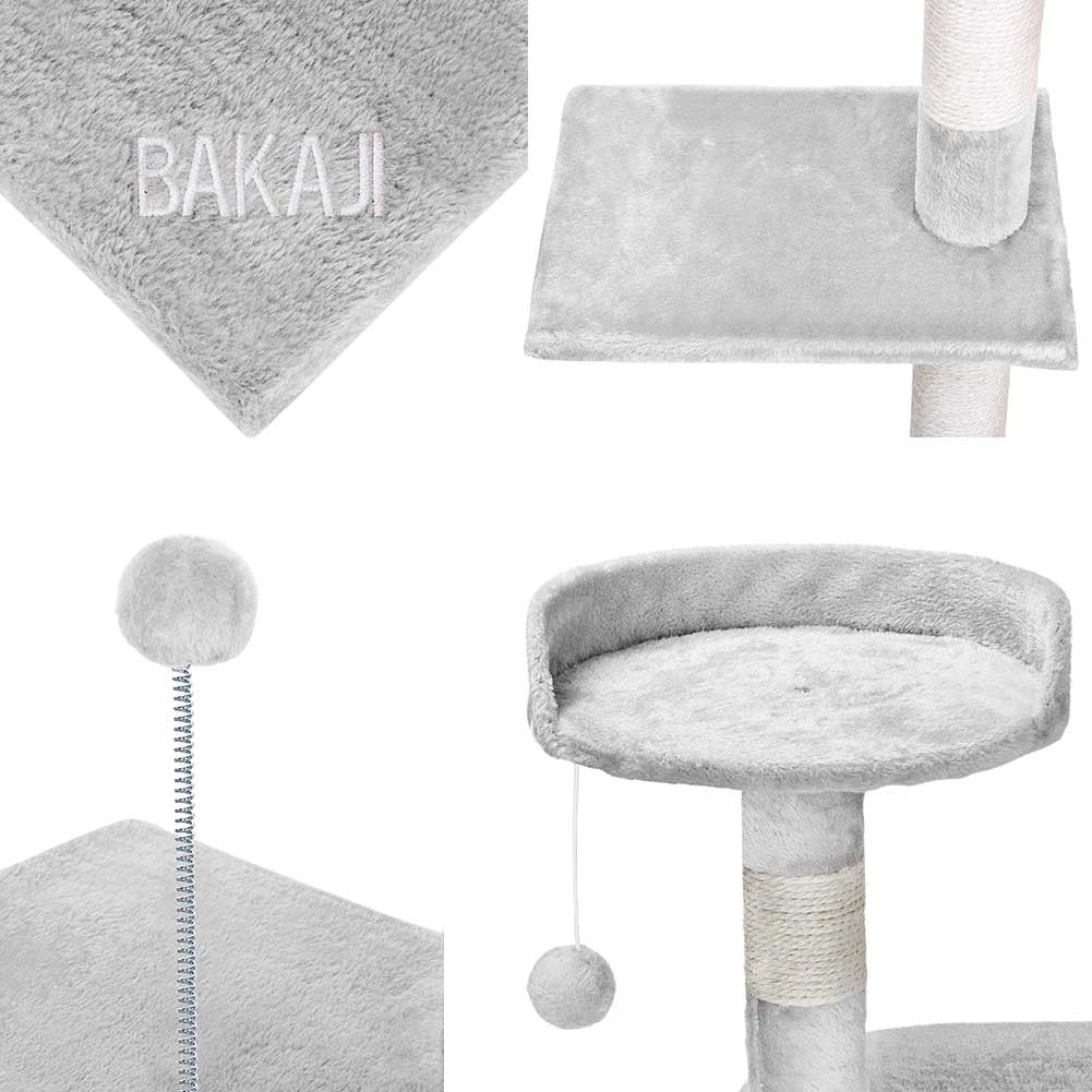 Albero Tiragraffi Gatti Parco Giochi Cuccia Graffiatoio gatto 112cm Grigio Chiar