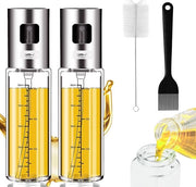 Olio per cibo per cucina, flacone di olio per cibo, bottiglia in vetro con ampia apertura, senza beccuccio, olio per cibo per insalata, griglia, cottura, airfryer, barbecue (2-pack)