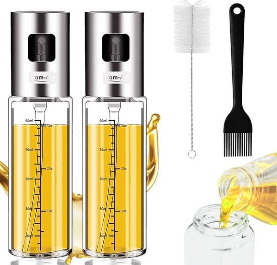 Olio per cibo per cucina, flacone di olio per cibo, bottiglia in vetro con ampia apertura, senza beccuccio, olio per cibo per insalata, griglia, cottura, airfryer, barbecue (2-pack)