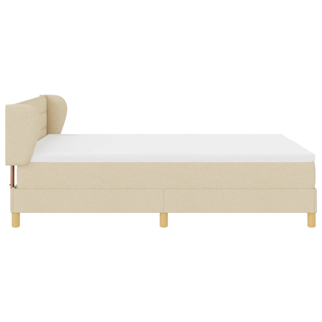 Letto Box Spring con Materasso Crema 140x200 cm Tessuto