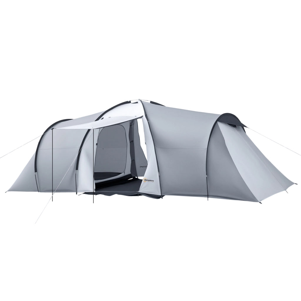 Tenda da Campeggio Impermeabile 5 Posti 2 Camere ¨C zephmum ¨C Grigio 590x245x193 cm