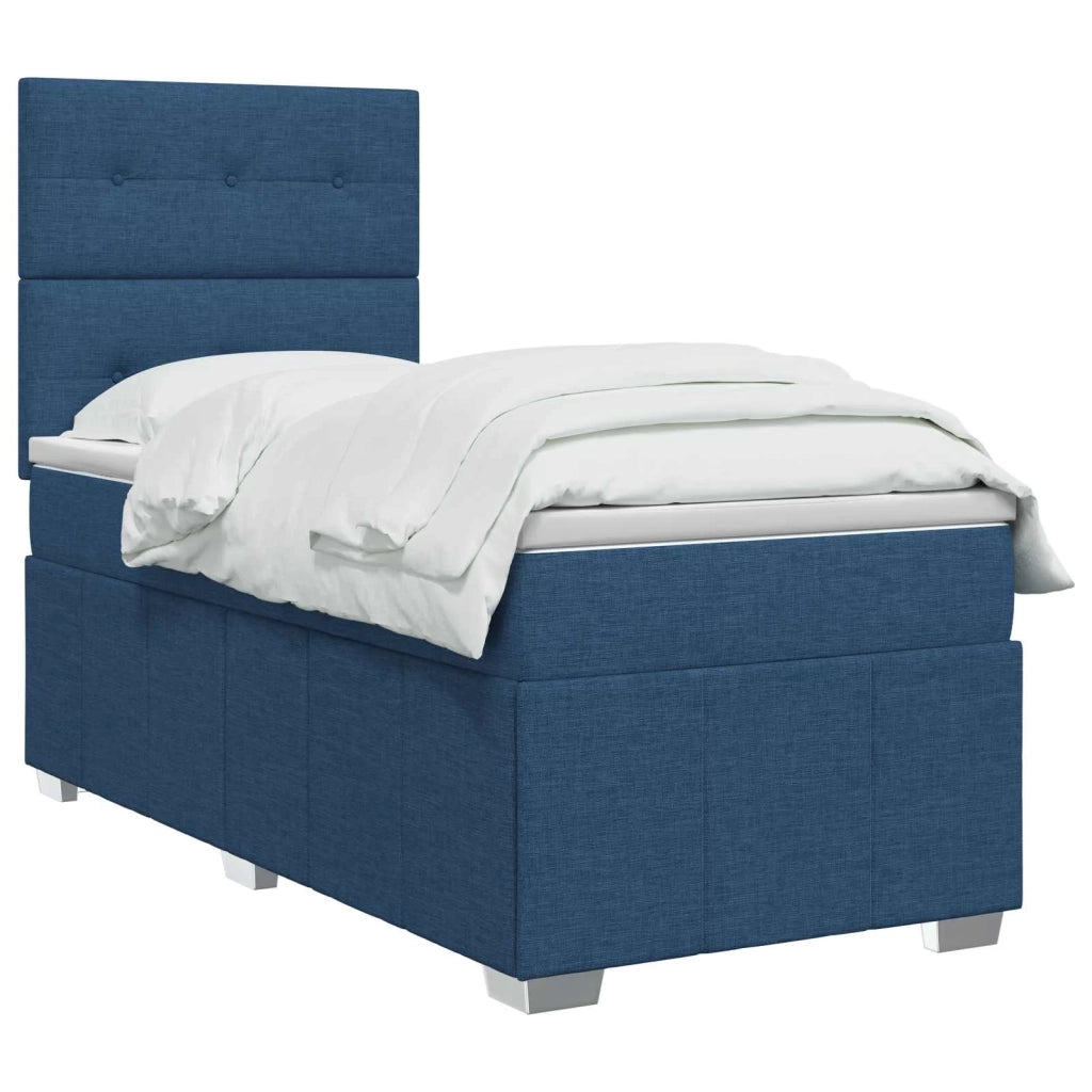 Letto Box Spring LED con Materasso Blu 90 x 200 cm Tessuto 3455520