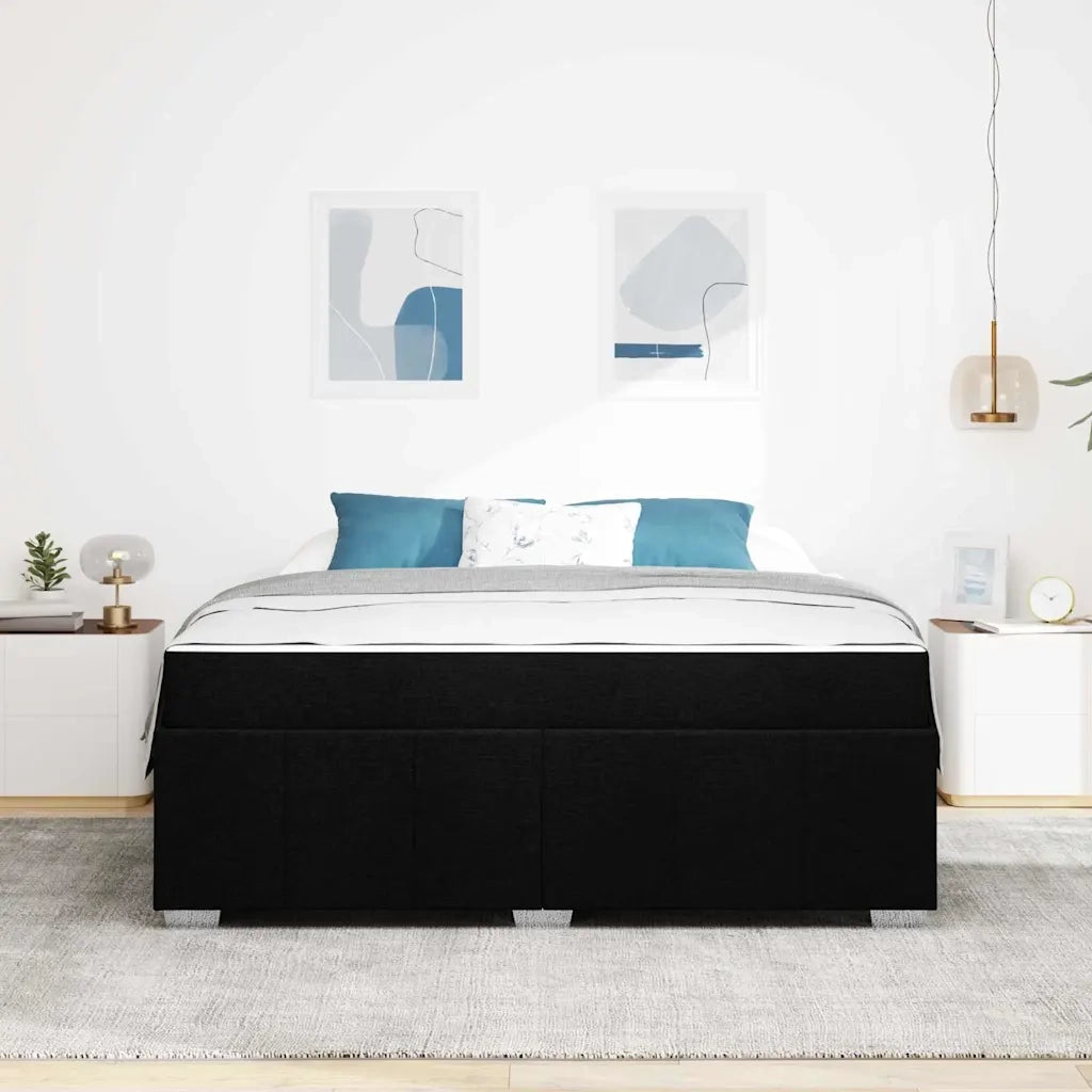 Struttura del letto con materasso Nero 180 x 200 cm Tessuto