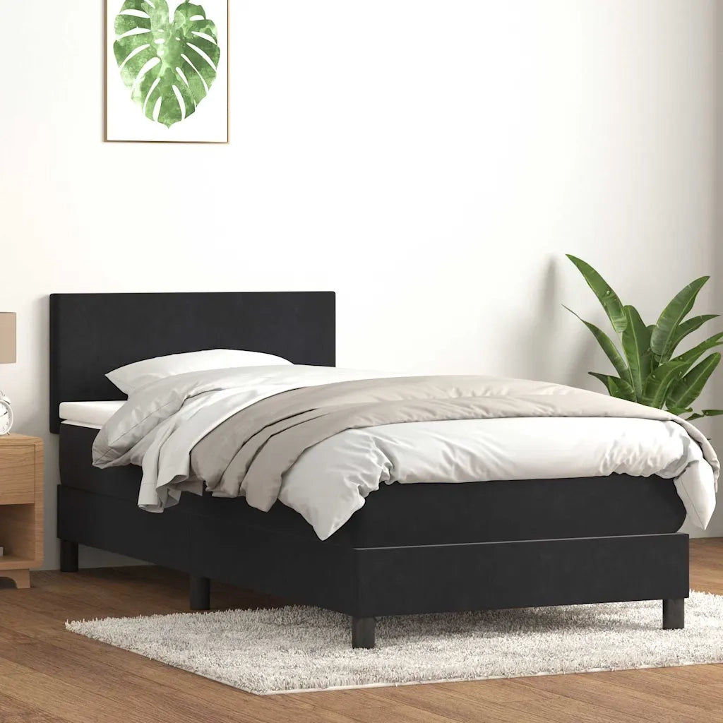 vidaXL Giroletto a Molle con Materasso Nero 90x210 cm in Velluto
