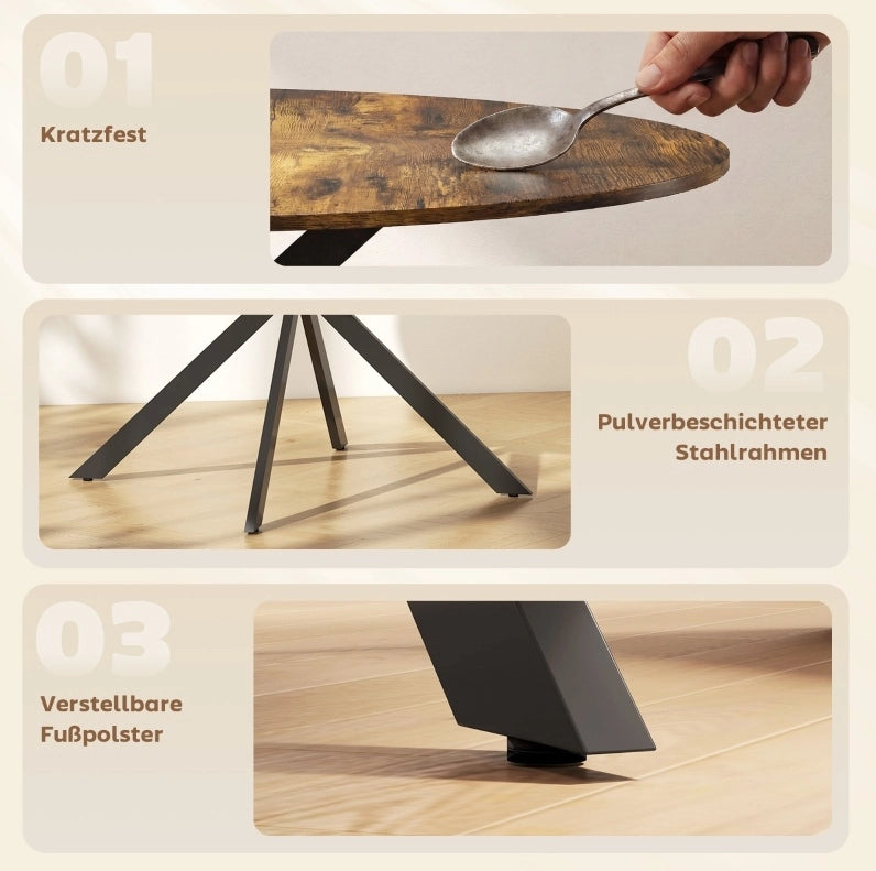 Tavolo da pranzo rotondo industriale Ø100 cm marrone rustico