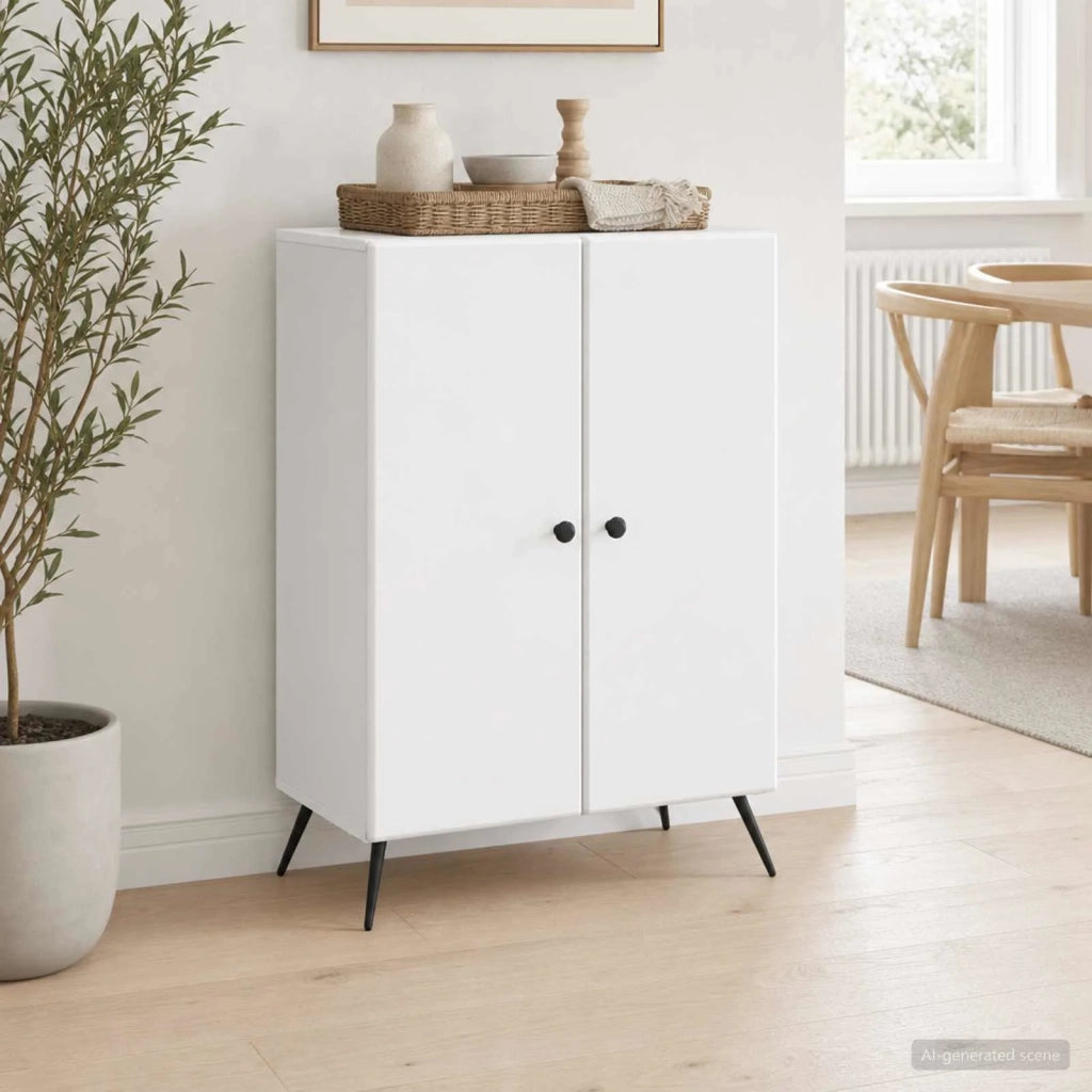 Credenza Bianco Lucido 66 x 34,5 x 90 cm Legno ingegnerizzato 895509