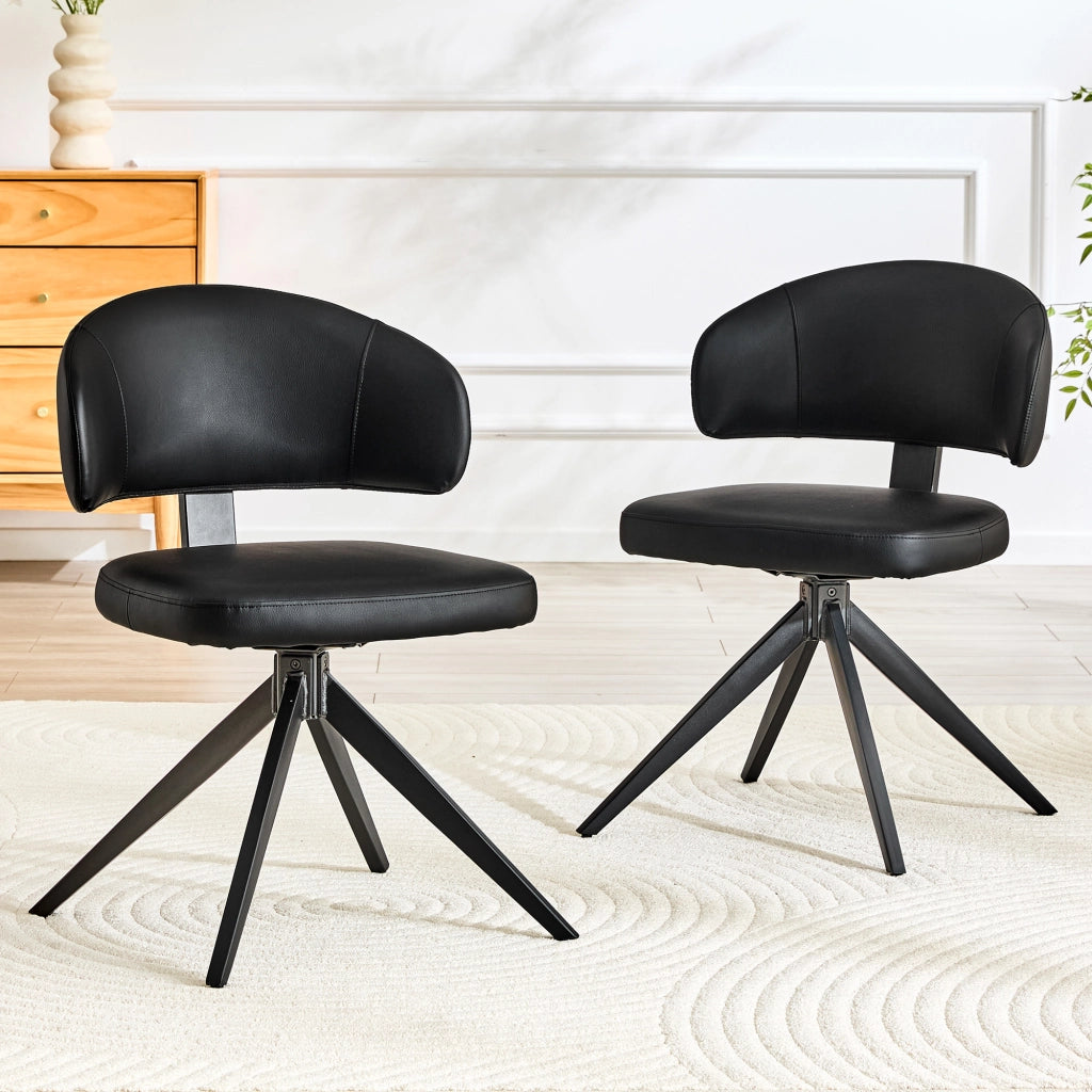 SEDIA Set da 2 pezzi girevoli in PU nero per sala da pranzo