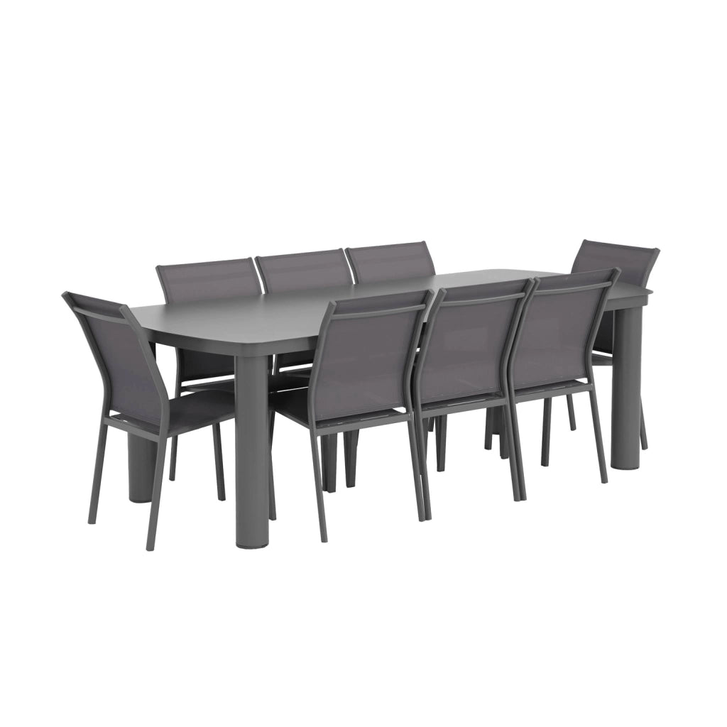 Set tavolo da giardino in alluminio con 8 sedie, antracite