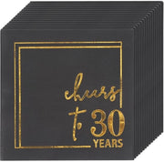 50 Stuks Servetten per 30° Compleanno con Decorazione Nero- Oro