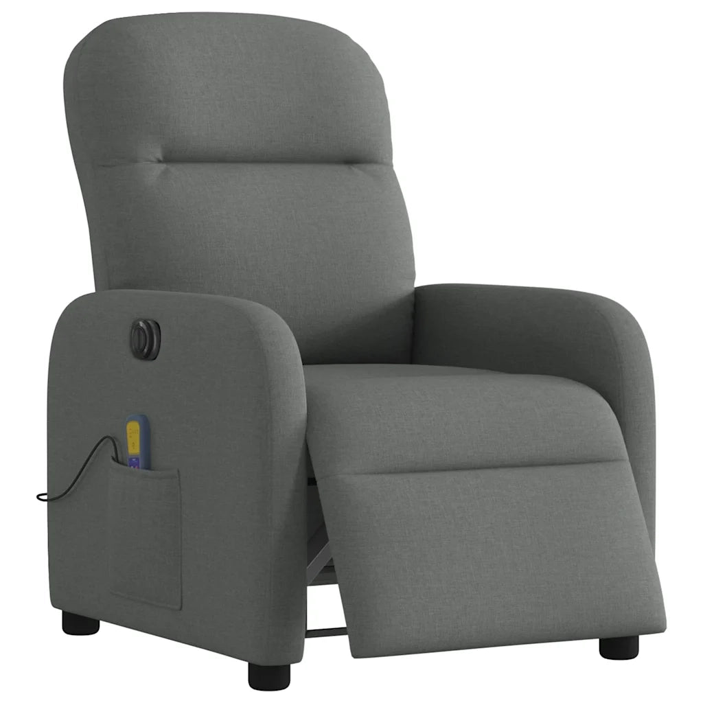 Divano Sedia-Poltrona Reclinabile Massaggio Elettrica Grigio Scuro Tessuto 485753