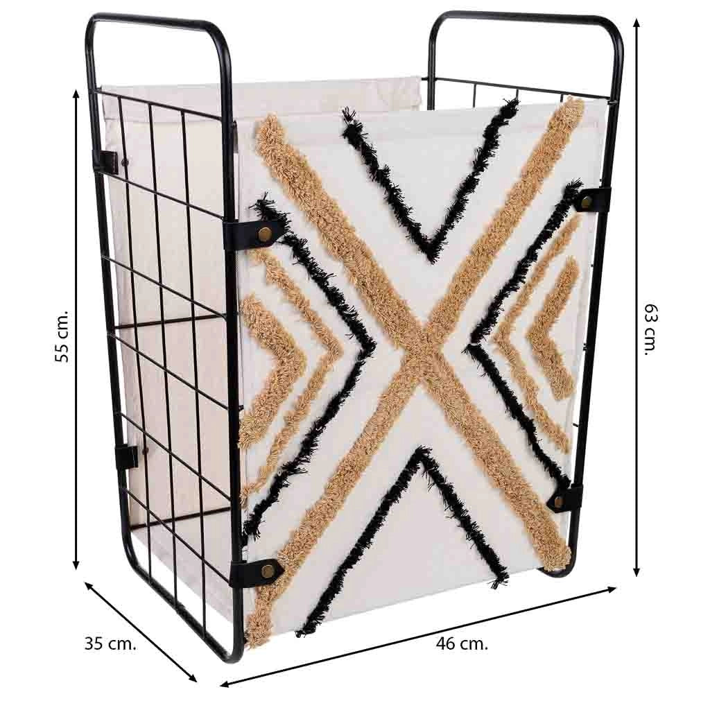 Cesto portabiancheria in metallo e tessuto 46x35x55/63h cm