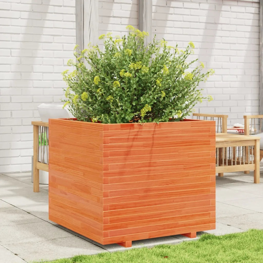 Fioriera Giardino Marrone Cera 80x80x72 cm Legno Massello Pino