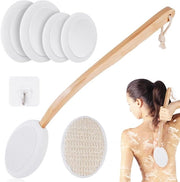 Set di 7 setole a spazzola con lunghe setole, spazzola a schiuma rimovibile per spazzola per doccia, spazzola a schiuma per schiena, spazzola per schiena auto-schiumante con accessori per il bagno per adulti e bambini.