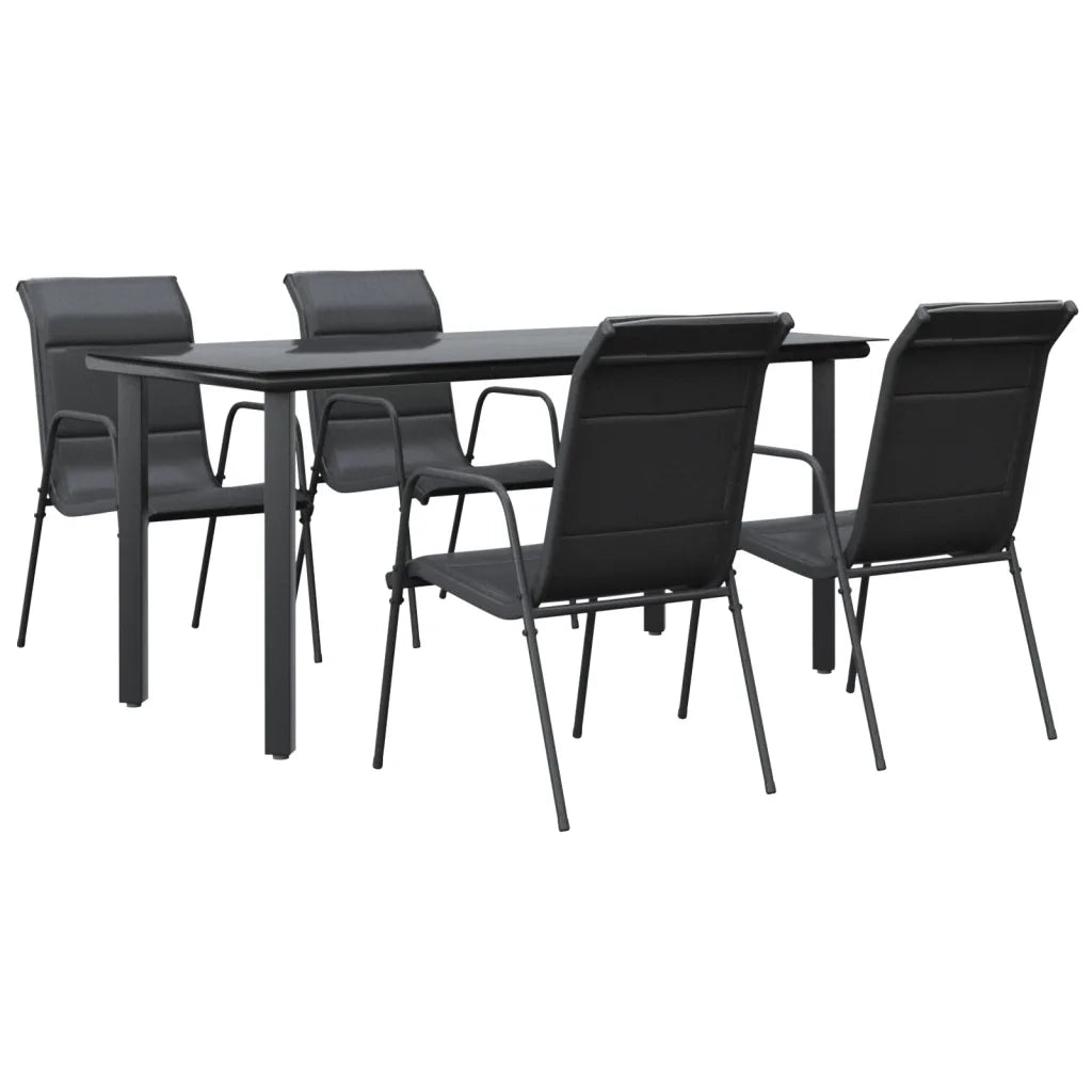 Set da Pranzo da Giardino 5 pz Nero in Acciaio e Textilenecod mxl 101097