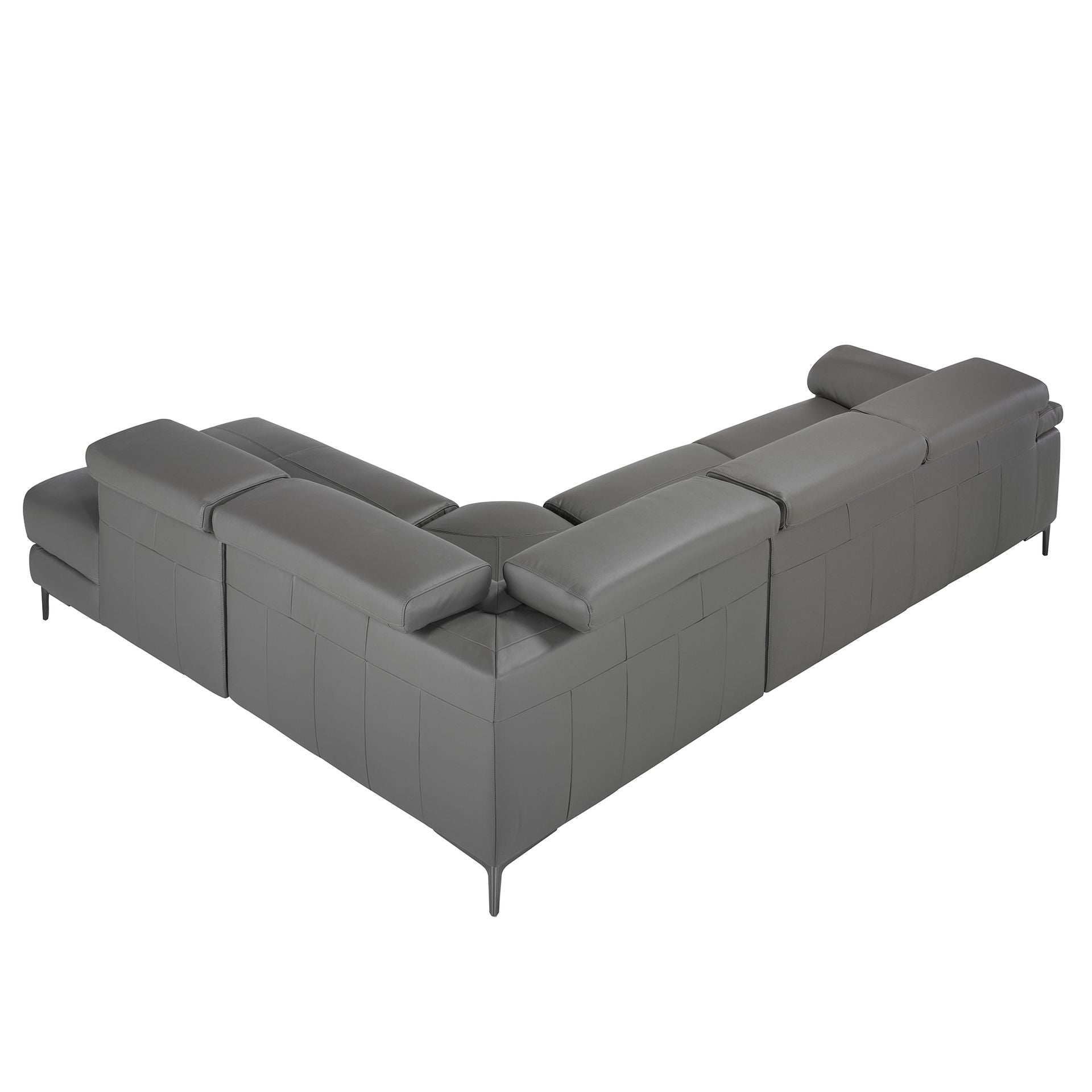 Divano relax con chaise longue destra in pelle grigio scuro
