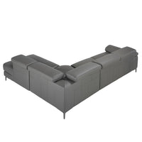 Divano relax con chaise longue destra in pelle grigio scuro