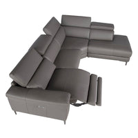 Divano relax con chaise longue destra in pelle grigio scuro