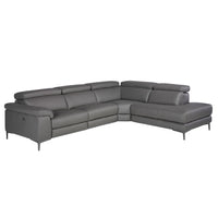 Divano relax con chaise longue destra in pelle grigio scuro