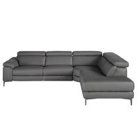 Divano relax con chaise longue destra in pelle grigio scuro